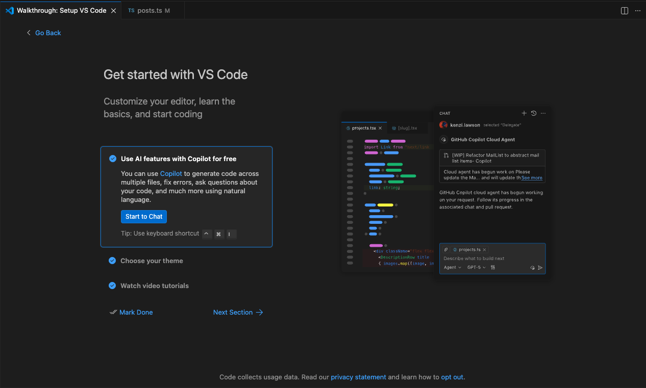 VSCode 첫 실행 화면